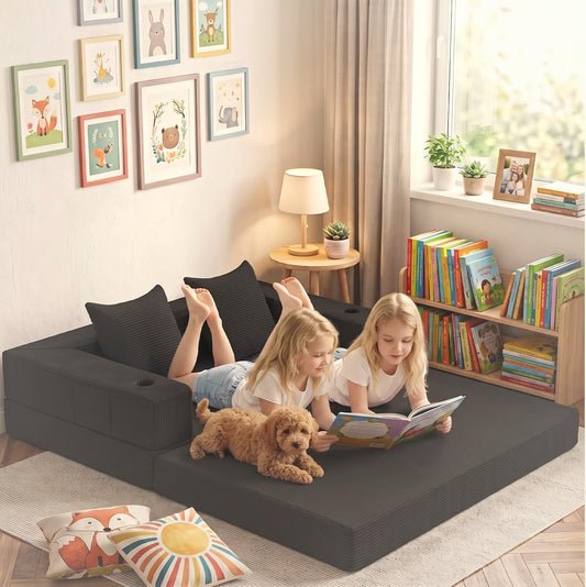 Convertible Futon Sofa Bed 150 cm Low-Profile Floor Couch