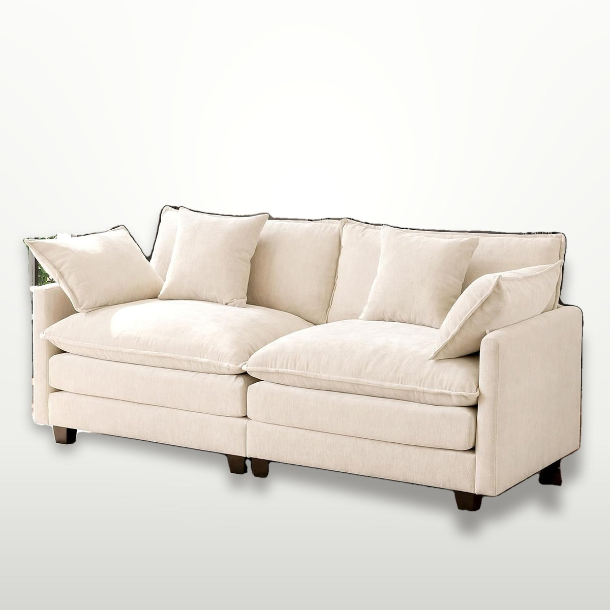 196 cm Cloud Loveseat Sofa 2-Seater Chenille Beige