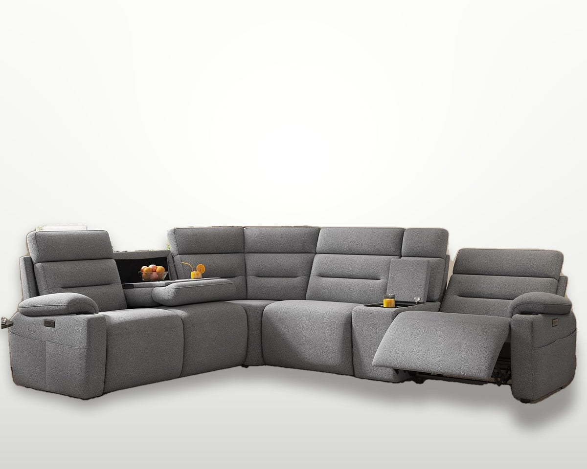 L-Shaped Power Reclining Sectional Sofa with Dual Consoles