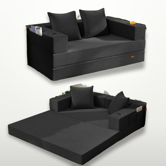 Convertible Futon Sofa Bed 150 cm Low-Profile Floor Couch