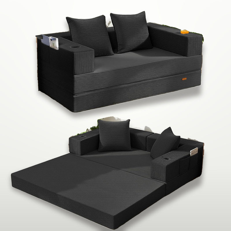Convertible Futon Sofa Bed 150 cm Low-Profile Floor Couch