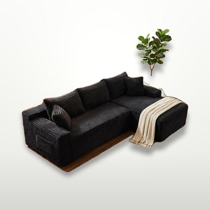 241 cm L-Shaped Cloud Sectional Sofa 3 Seater Corduroy with Chaise