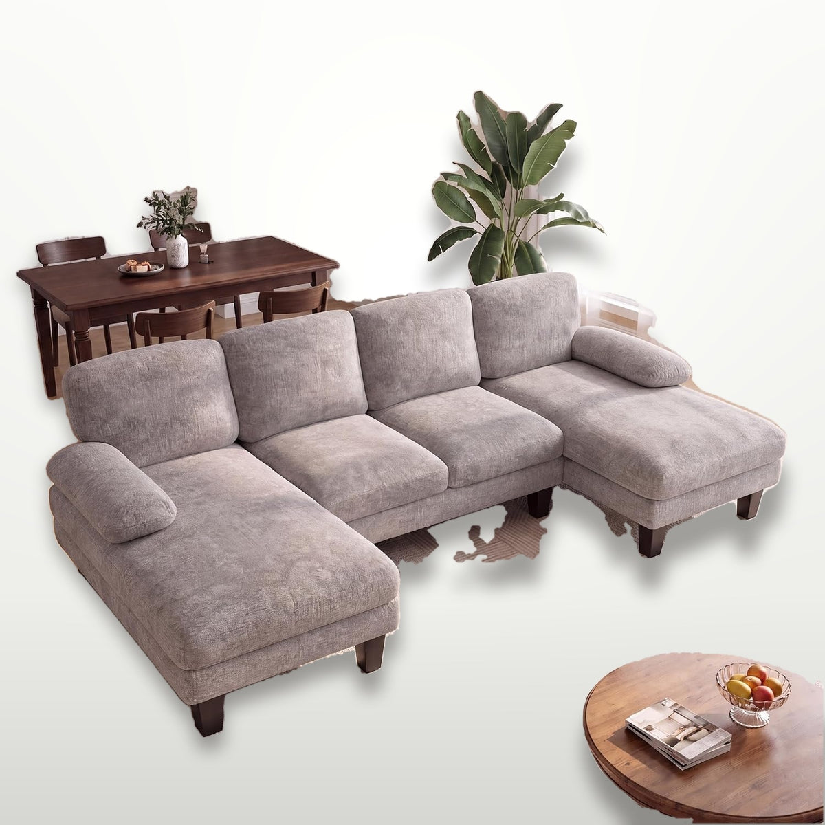 U-Shaped Sectional Sofa with Double Chaise
