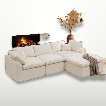 110 cm L-Shape Modular Sectional Sofa with Ottoman