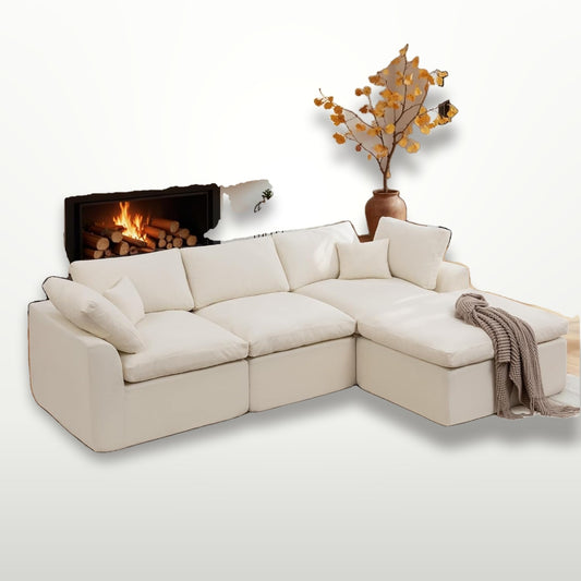 110 cm L-Shape Modular Sectional Sofa with Ottoman