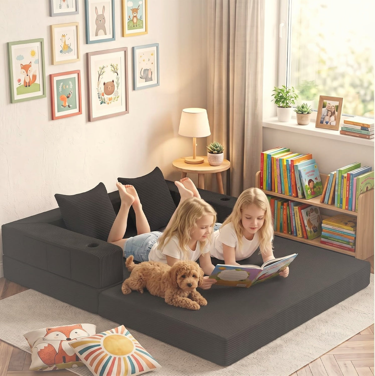 Convertible Futon Sofa Bed 150 cm Low-Profile Floor Couch