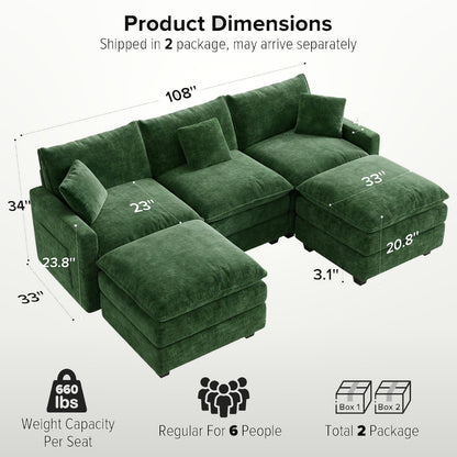 274 cm U-Shaped Modular Sectional Sofa 5 Seater Chenille with Ottoman