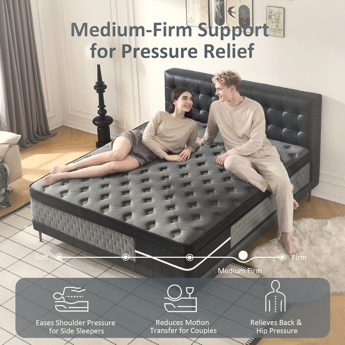 12 Inch Full Hybrid Mattress Pocket Springs Memory Foam Medium Firm