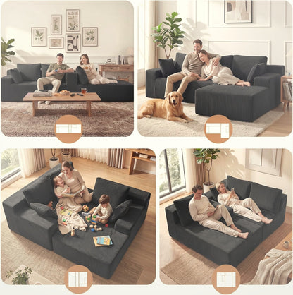 244 cm Modular L-Shaped Cloud Sectional Sofa with Right Facing Chaise