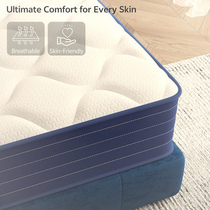 12 Inch Full Hybrid Mattress Pocket Spring Memory Foam Medium