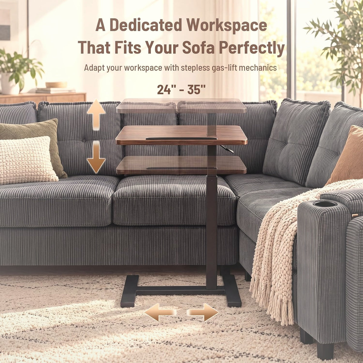 274 cm L-Shape Sectional Sleeper Sofa with Pull Out Bed and Lift Side Table