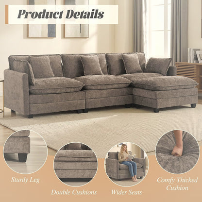 111 in L-Shaped Modular Sectional Cloud Sofa 3 Seater Chenille