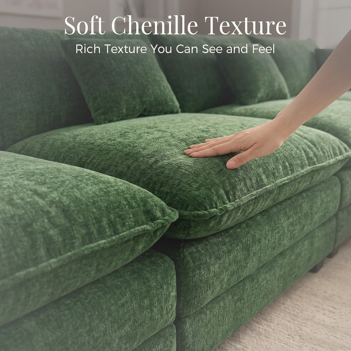 274 cm U-Shaped Modular Sectional Sofa 5 Seater Chenille with Ottoman
