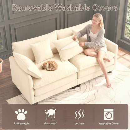 196 cm Cloud Loveseat Sofa 2-Seater Chenille Beige
