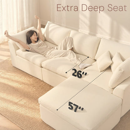 110 cm L-Shape Modular Sectional Sofa with Ottoman