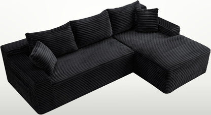 241 cm L-Shaped Cloud Sectional Sofa 3 Seater Corduroy with Chaise