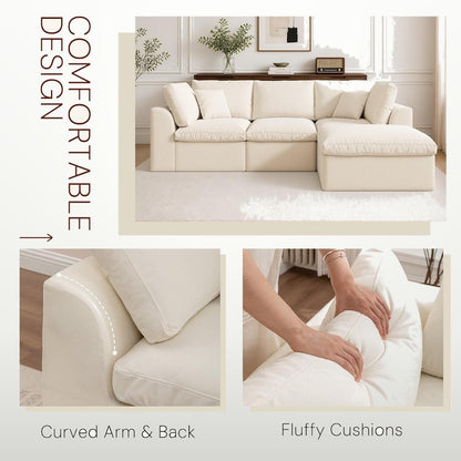 110 cm L-Shape Modular Sectional Sofa with Ottoman