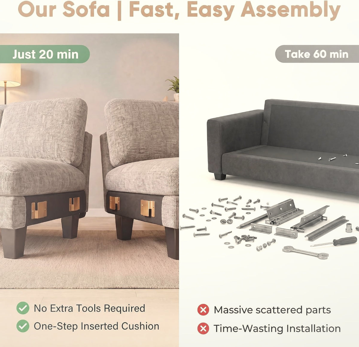 U-Shaped Sectional Sofa with Double Chaise