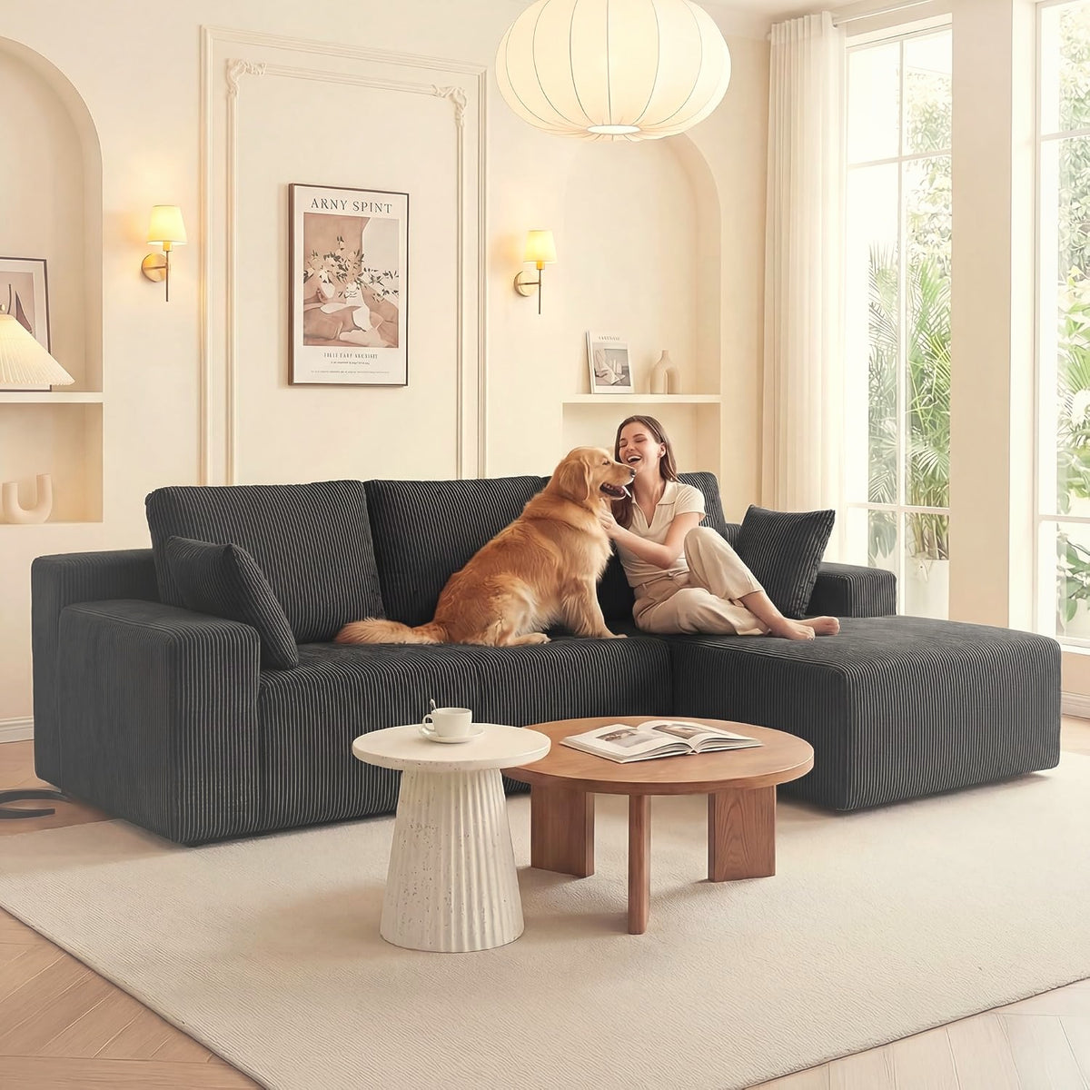 244 cm Modular L-Shaped Cloud Sectional Sofa with Right Facing Chaise