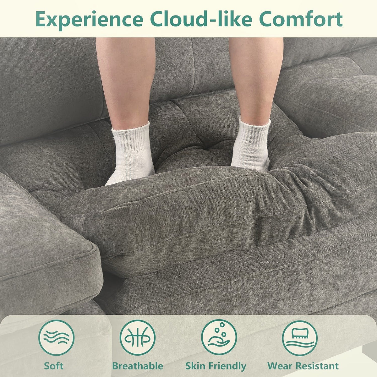 284 cm U-Shaped Modular Sectional Sofa 6 Seater with Ottoman