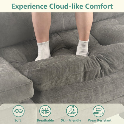284 cm U-Shaped Modular Sectional Sofa 6 Seater with Ottoman