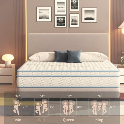 12 Inch Full Hybrid Mattress Pocket Springs Memory Foam Medium Firm
