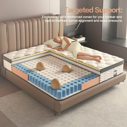 12 Inch Full Hybrid Mattress Pocket Coil Memory Foam Medium Firm