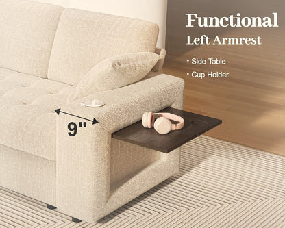218 cm L-Shaped Modular Sectional Sofa with Pull Out Bed