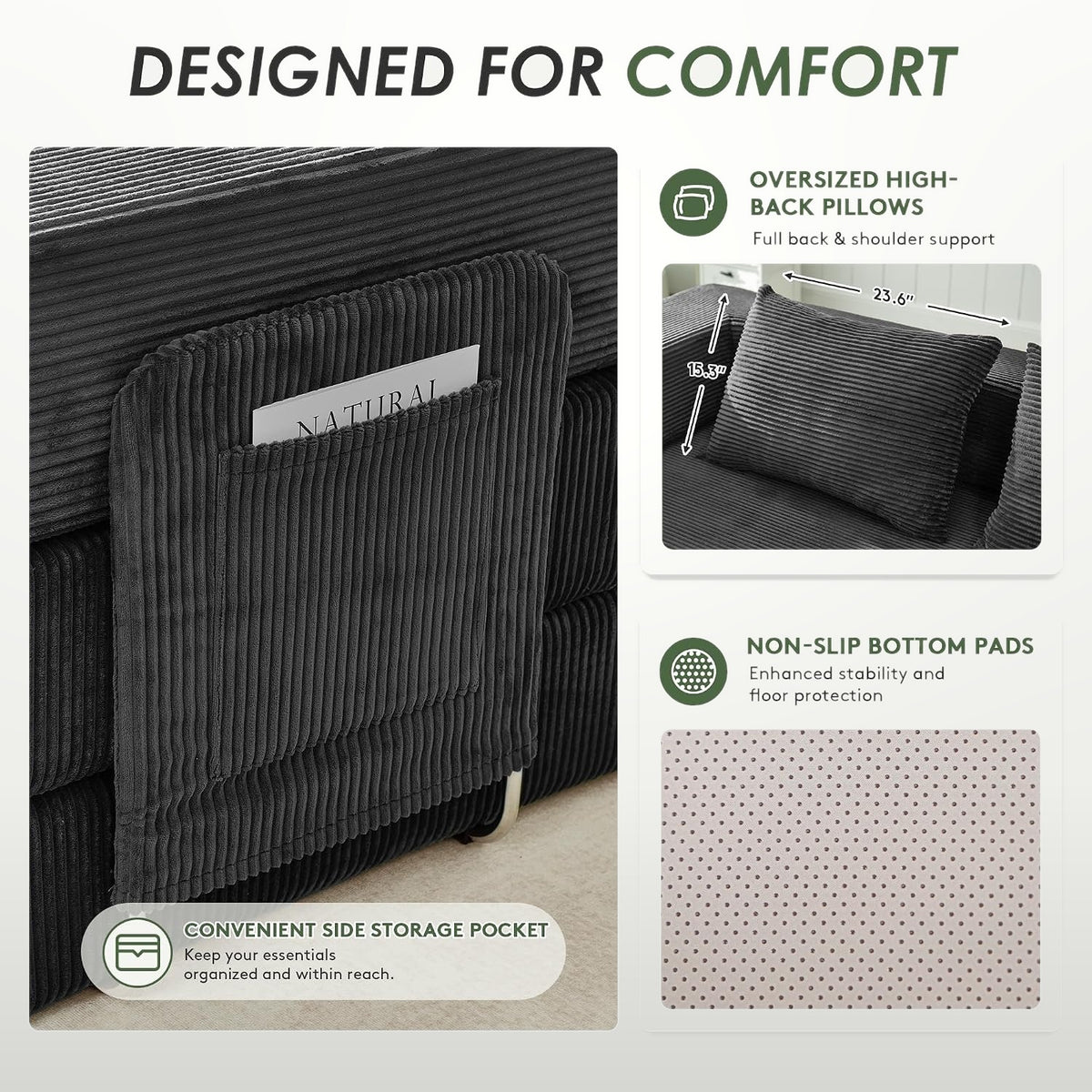 198 cm 5-in-1 Convertible Futon Sofa Bed with Storage Pocket