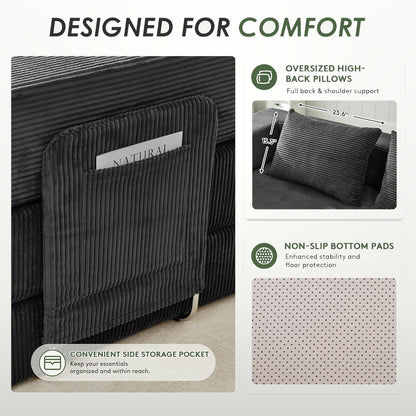 198 cm 5-in-1 Convertible Futon Sofa Bed with Storage Pocket