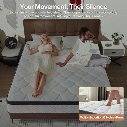 12 Inch Full Hybrid Mattress Pocket Coil Memory Foam Medium Firm
