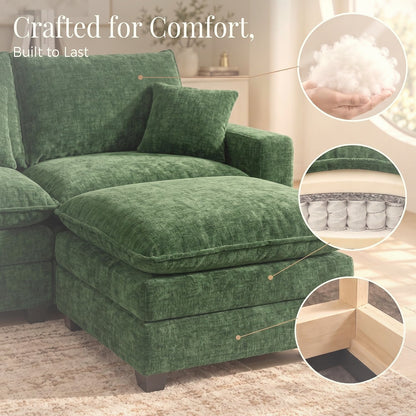 274 cm U-Shaped Modular Sectional Sofa 5 Seater Chenille with Ottoman