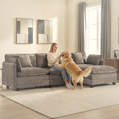111 in L-Shaped Modular Sectional Cloud Sofa 3 Seater Chenille