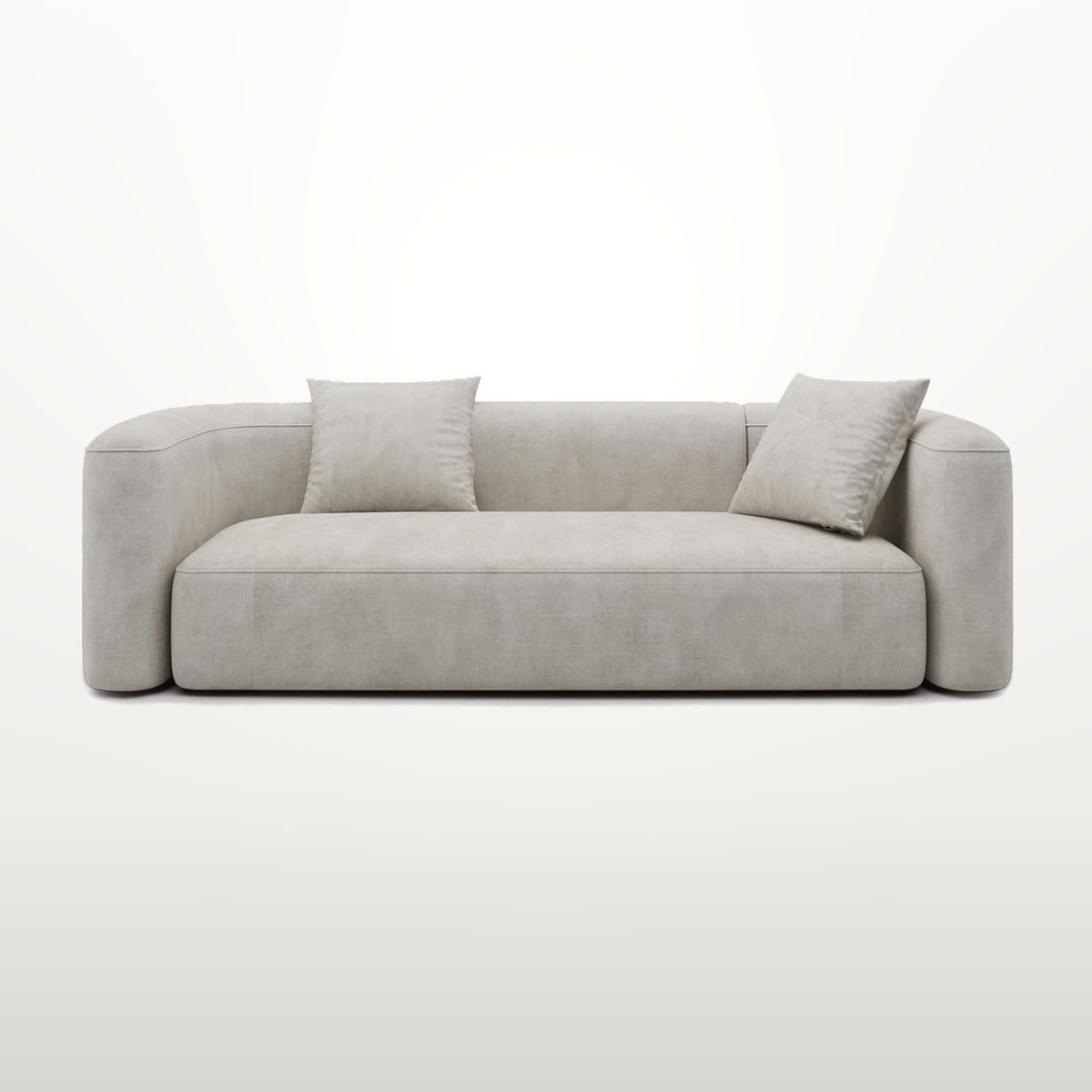 94 cm Modern Tight Curved Back Velvet Sofa 3 Seater Cream