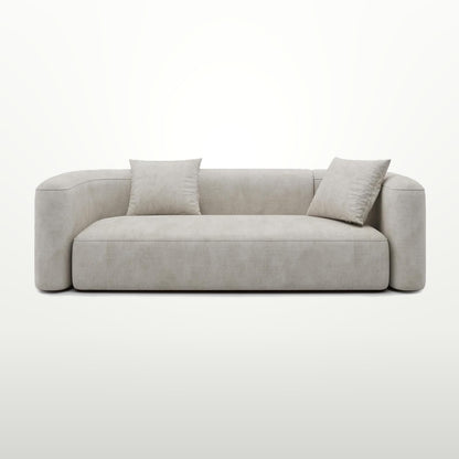 94 cm Modern Tight Curved Back Velvet Sofa 3 Seater Cream