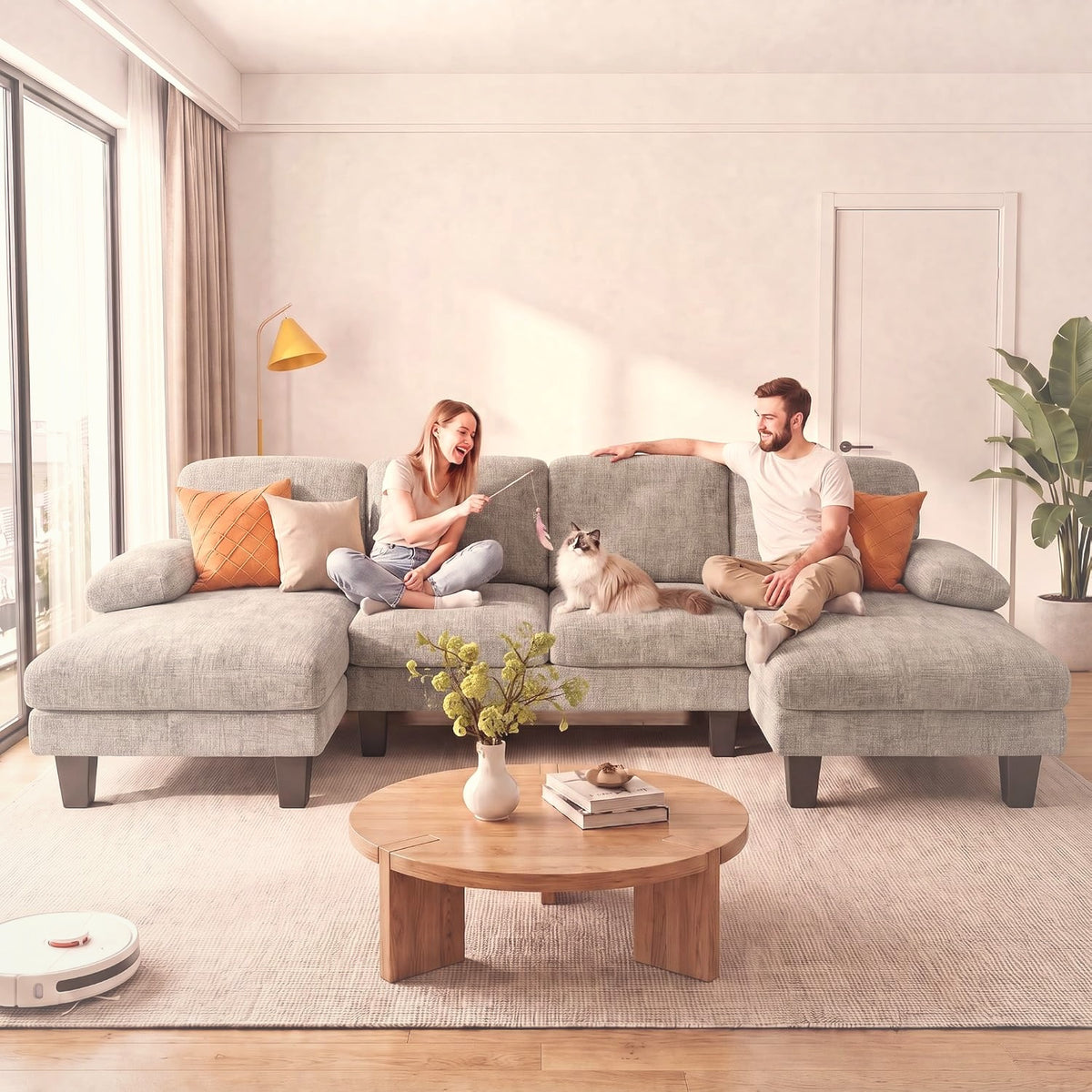 U-Shaped Sectional Sofa with Double Chaise