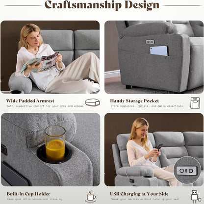 L-Shaped Power Reclining Sectional Sofa with Dual Consoles