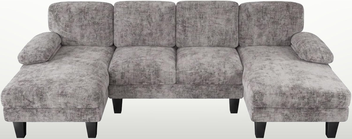 U-Shaped Sectional Sofa 4 Seater Chenille with Double Chaise