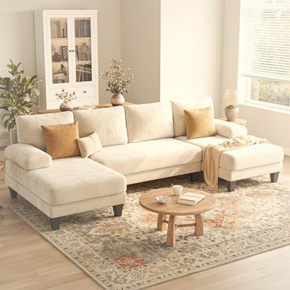 284 cm U-Shaped Sectional Sofa 4 Seater Chenille with Double Chaise