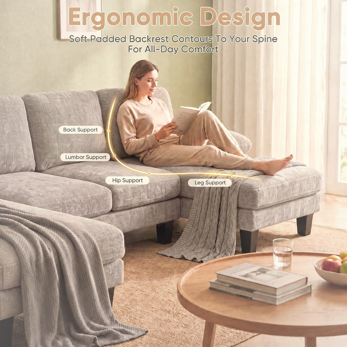 U-Shaped Sectional Sofa with Double Chaise