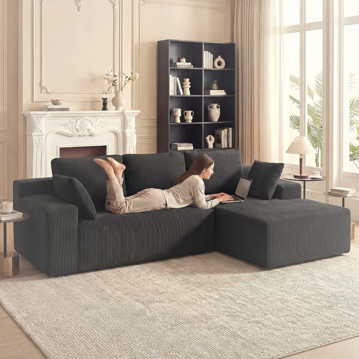244 cm Modular L-Shaped Cloud Sectional Sofa with Right Facing Chaise