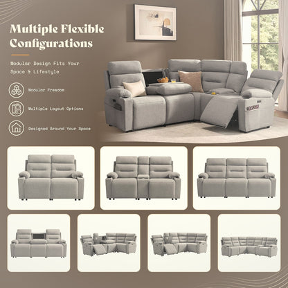 L-Shaped Power Reclining Sectional Sofa with Dual Consoles