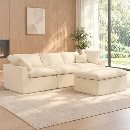 110 cm L-Shape Modular Sectional Sofa with Ottoman