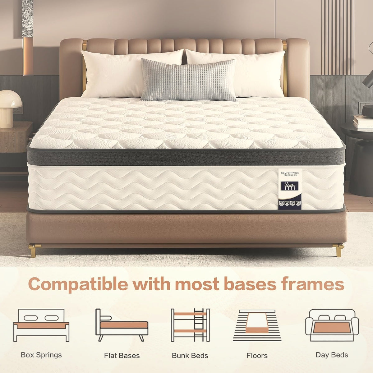 12 Inch Full Hybrid Mattress Pocket Coil Memory Foam Medium Firm