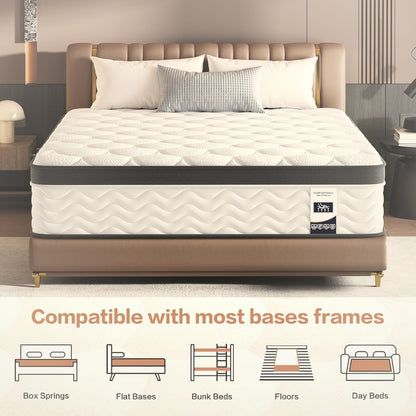 12 Inch Full Hybrid Mattress Pocket Coil Memory Foam Medium Firm