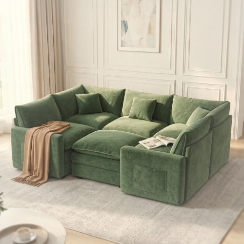 274 cm U-Shaped Modular Sectional Sofa 5 Seater Chenille with Ottoman