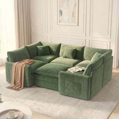 274 cm U-Shaped Modular Sectional Sofa 5 Seater Chenille with Ottoman