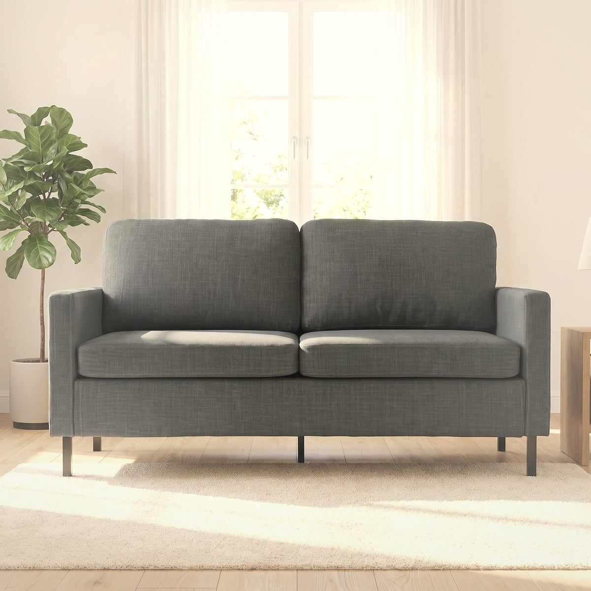 56 cm Loveseat Sofa 2-Seater Linen-Cotton Small Spaces