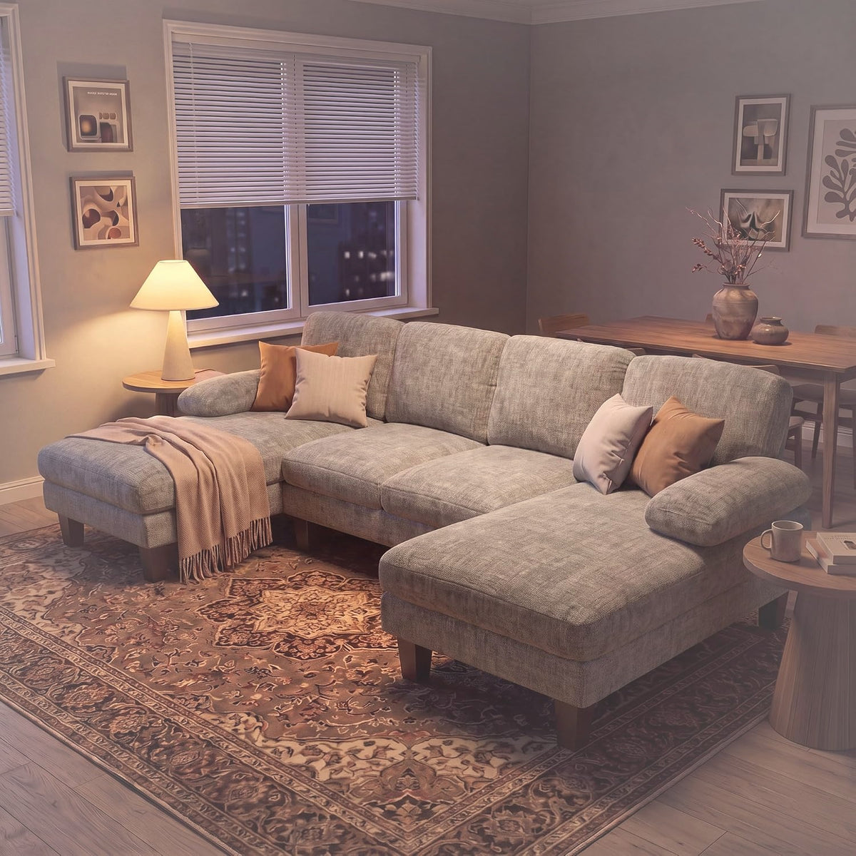 U-Shaped Sectional Sofa with Double Chaise