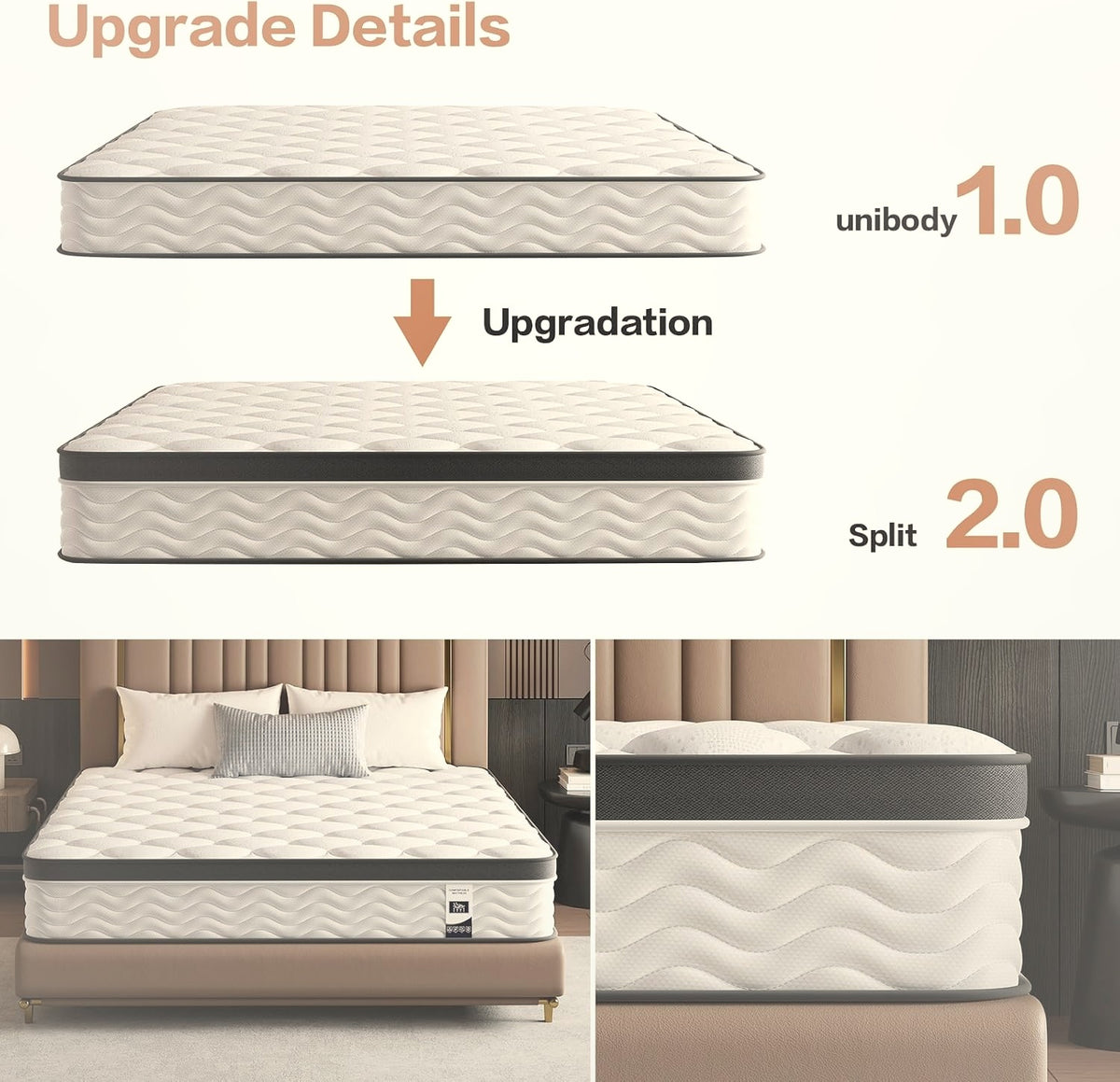 12 Inch Full Hybrid Mattress Pocket Coil Memory Foam Medium Firm